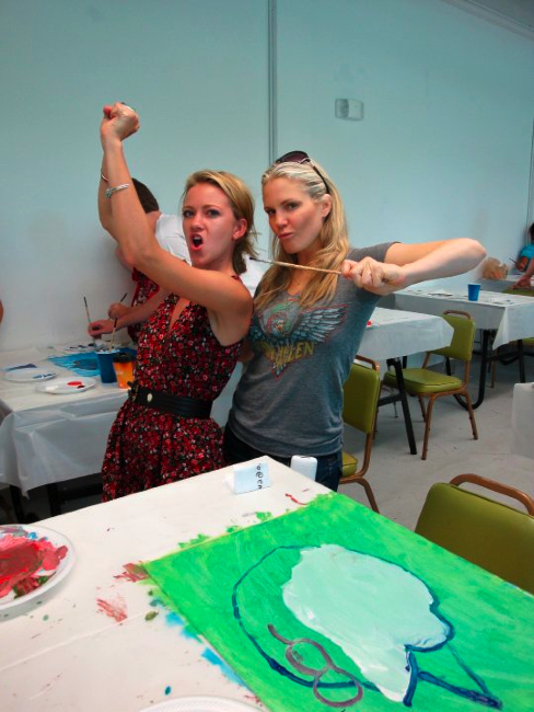 candid0399.jpg - Terri with Meredith Hagner at the 12th Annual SoapFest - Painting Party on May 15, 2010 - Marco Island, FLA.