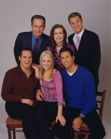 candid0081.jpg - Terri with Anthony Herrera (James, ATWT), Scott Holroyd (Paul, ATWT), Martha Byrne (Lily, ATWT), Michael Park (Jack, ATWT) and Paul Leyden (Simon, ATWT) in 2002 (Thanks to 'Julie Pinson Online' for this picture)
