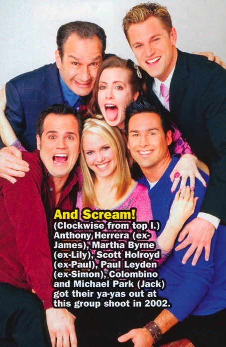 candid0083.jpg - Terri with Anthony Herrera (James, ATWT), Scott Holroyd (Paul, ATWT), Martha Byrne (Lily, ATWT), Michael Park (Jack, ATWT) and Paul Leyden (Simon, ATWT) in 2002