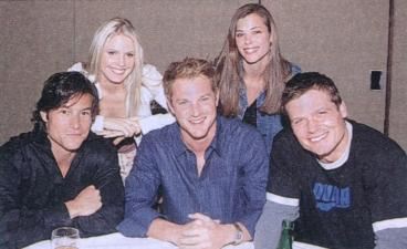 candid0100.jpg - Terri with Peyton List (Lucy, ATWT), Mark Collier (Mike, ATWT), Scott Holoryd (Paul, ATWT) and Bailey Chase (Chris, ATWT) at the Fan Club Luncheon on April 12, 2003