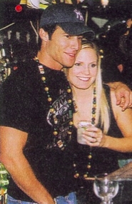 candid0145.jpg - Terri with Mark Collier (Mike, ATWT) at Blondies Bar to raise funds for Hurricane Relief in September 2005 (Photo by Robert Milazzo)