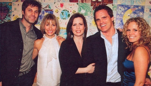candid0262.jpg - Terri with Jon Hensley (Holden, ATWT), Kelley Menighan Hensley (Emily, ATWT), Martha Byrne (Lily, ATWT) and Michael Park (Jack, ATWT) at the When You Wish Upon a Star charity benefit for the Maria Fareri Children's Hospital at the Westchester Medical Center in Valhalla, NY on March 8, 2008  (Photo by Steven Bergman)