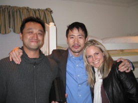 candid0278.jpg - Terri with Rob Yang on the set of "Once More"
