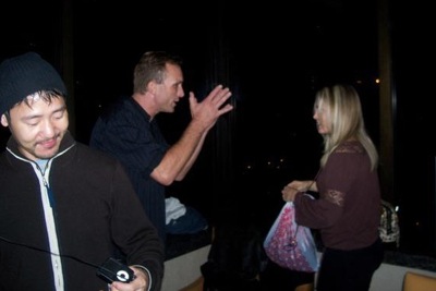 candid0281.jpg - Terri with Peter Greene on the set of "Once More"