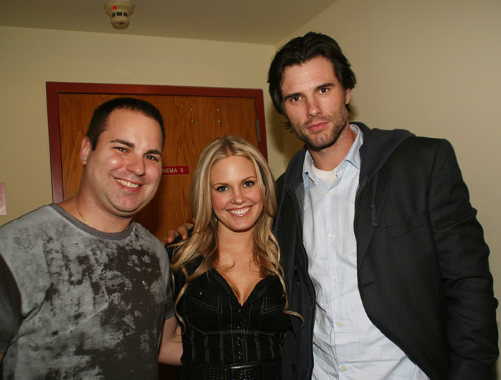 candid0303.jpg - Author and filmmaker Ken Del Vecchio (left) with "As the World Turns" cast members Terri and Austin Peck. (photo from http://www.southbergenite.com/NC/0/1939.html )