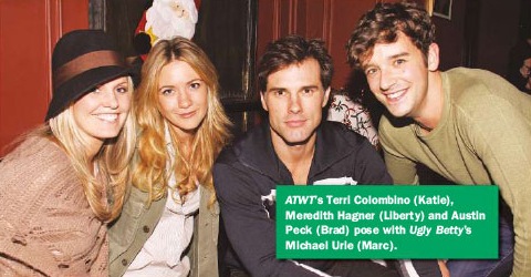 candid0348.jpg - Terri with Meredith Hagner (Liberty, ATWT), Austin Peck (Brad, ATWT)  and Michael Urle at the 2009 Stockings With Care charity event held at the Stitch Bar & Lounge on November 11, 2009. (photo by Steven Bergman)