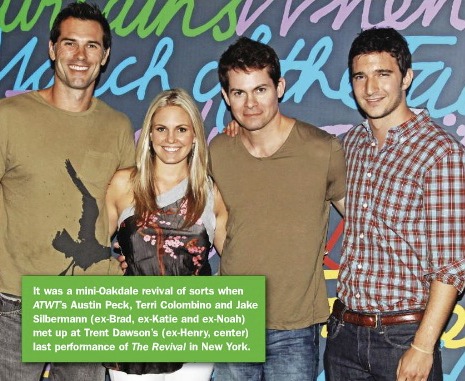 candid0451.jpg - Terri with Austin Peck, Trent Dawson and Jake Silbermann at the last performance of The Revival in New York on September 25, 2010 (Photo by Steven Bergman)