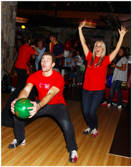 candid0596.jpg - Terri with Josh Kelly at the Daytime Stars and Strikes Charity Event to benefit the American Cancer Society at the Bowlmore Lanes, New York City on October 9, 2011