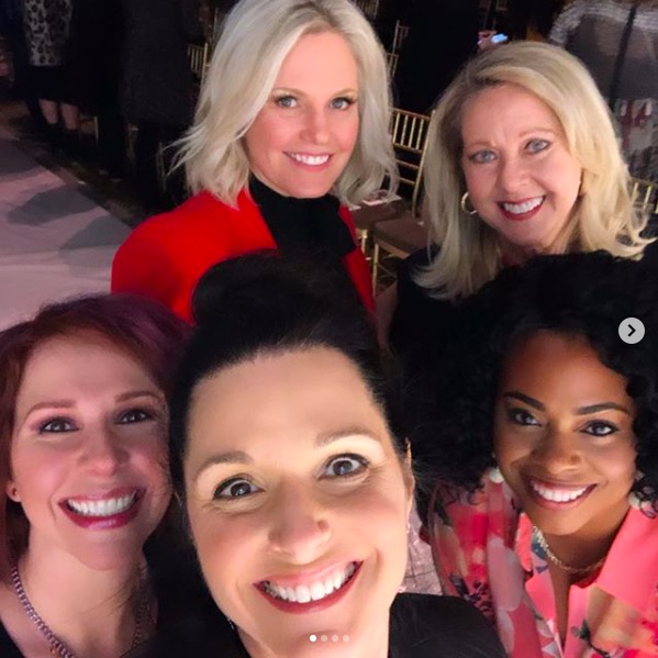 candid0768.jpg - Terri with QVC co-workers at the Dennis Basso fashion show in February 2019 - courtesy of Terri's Instagram page