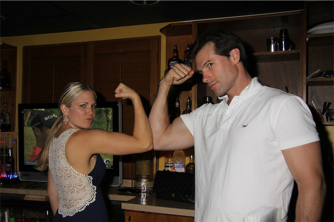 austin0242.jpg - Terri with Austin at the Celebrity Bartending Bash on May 14, 2011 at Bistro Soleil, Olde Marco Inn, Marco Island, Florida for SWFL Soapfest Charity Weekend (Photo by Sue Coflin/Max Photos)