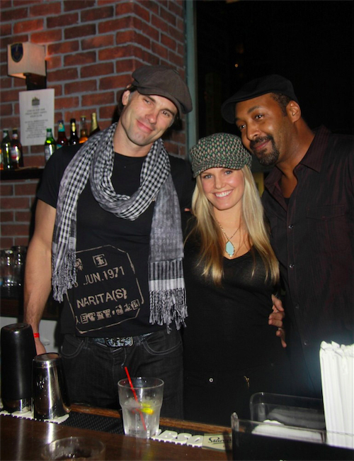 austin0281.jpg - Terri with Austin and Jesse L. Martin at the Stockings with Care 2011 Holiday Drive - Celebrity Bartending Event on November 16, 2011 at the Hudson Station Bar & Grill in New York City